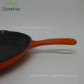 Orange color roasting pan cast iron skillet